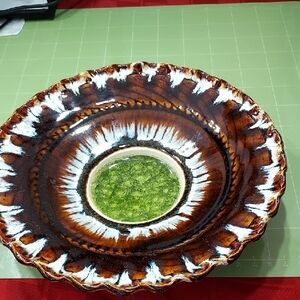 Handcrafted Ceramic Art Bowl - Brown and Green